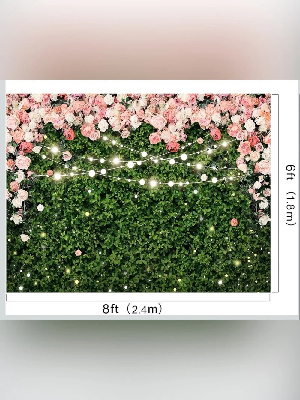 Floral Greenery Backdrop with Pink Rose Garland for Home Parties